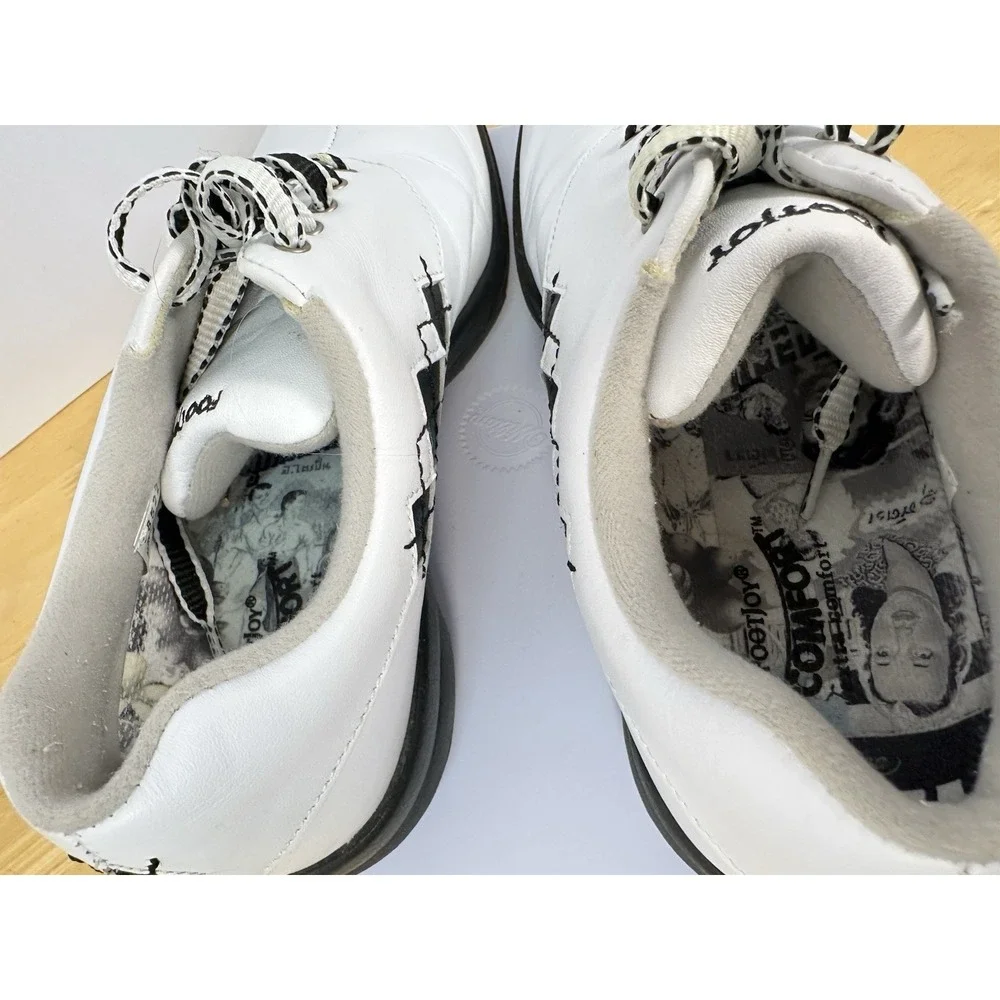 FootJoy Womens 8.5M Ecomfort Golf Spikes Sneakers 98522 White Outer Black Argile